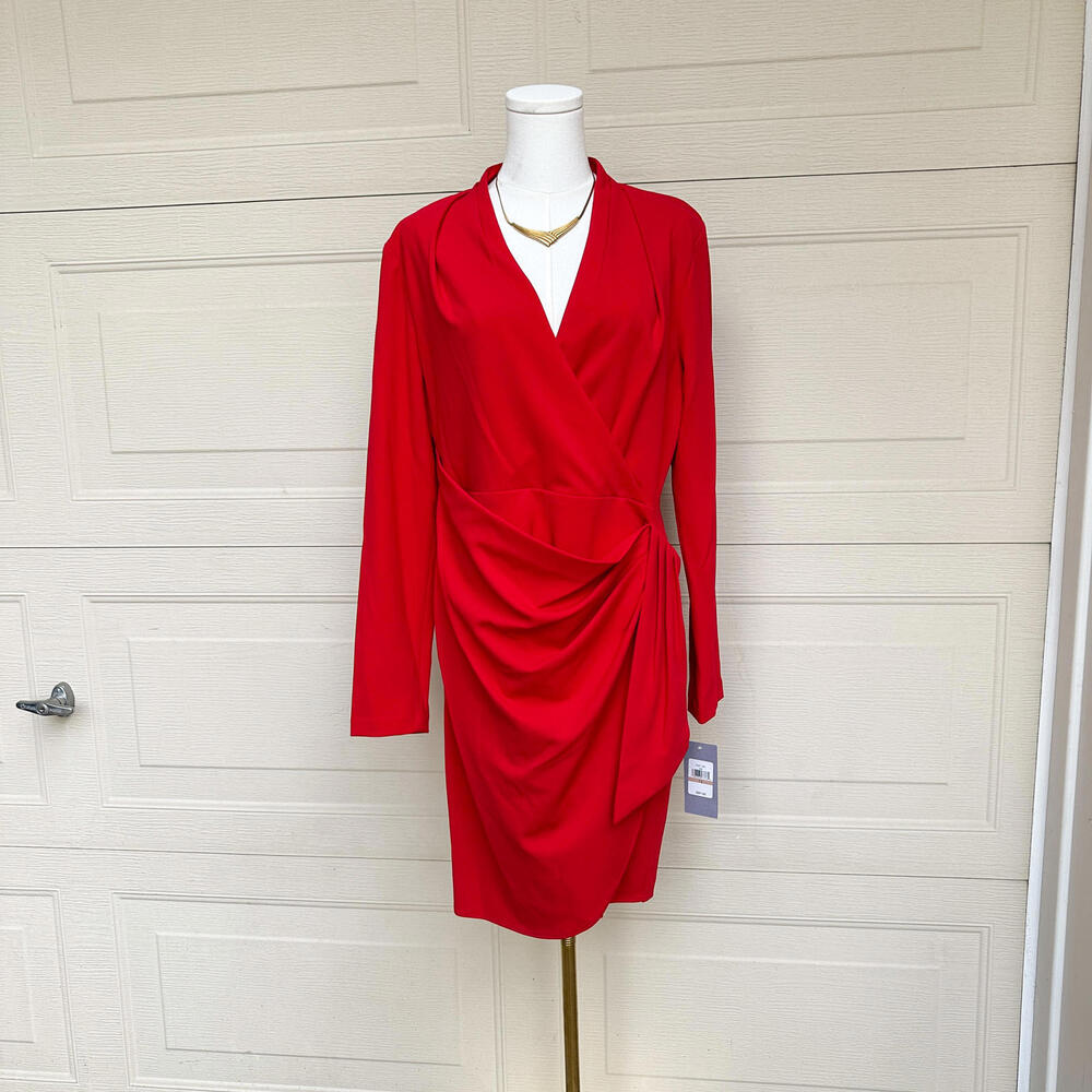 Marc New York Red Dress Women’s (12) NWT Draped Cocktail Dress